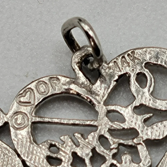 OroAmerica Heart Pendant 14K White Gold I Love You Delicate Romantic Cup… - Picture 5 of 8